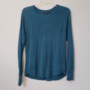 Athleta Top Womens S Teal Uptempo Mesh Tunic Sporty Yoga Casual Knit